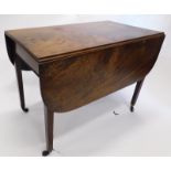 A 19thC mahogany Pembroke table, with frieze drawer, and square tapering legs, terminating in castor