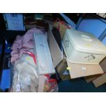 Various faux fur material, large serving plates, lidded box, etc. (1 box and others)