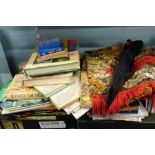 Miscellaneous items, to include books, a bed cover, music stand, etc.