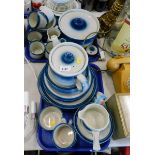 A Wedgwood Blue Pacific part dinner service, to include plates, lidded tureen, milk jug, teapot, etc