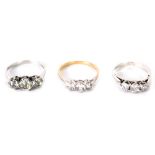 Dress rings, marked CZ, 925, etc. (3)