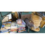 Miscellaneous books, prints, sheep ornament baskets, etc.