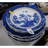Various Booths Real Old Willow pattern plates and side plates.