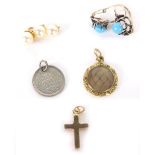 Various jewellery, small cross, faux pearls, ten cent pendant, etc. (a quantity)