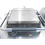 A Buffalo industrial cafe panini grill, with articulated lid, 21cm high, 39cm wide.