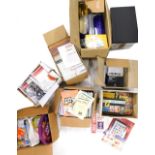 Stamps, eight small boxes of reference works, including Stanley Gibbons Catalogues, stamp collecting