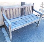 A slatted garden bench.