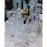 Various glassware, Royal Doulton crystal decanter, another similar, two square decanters, decanter s