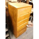 A teak narrow chest of six drawers.