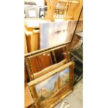 Prints, pictures, frames, mirror, oil on canvas summer landscape, etc. (a quantity)