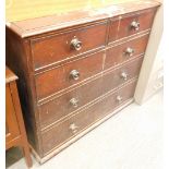 A Victorian mahogany chest, of two short and three long drawers.