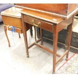 A side table, on tapering legs terminating in spade feet, with drawer to the frieze, sewing box and