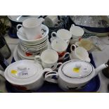 A Wedgwood Susie Cooper Corn Poppy design part coffee service, to include teapot, cans, bowls, milk