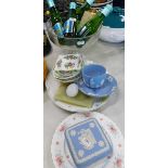 Wedgwood Blue Jasperware, lidded pot, tea cup and saucer, other china and effects, Babysham bottles,