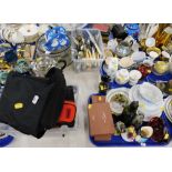 Various silver plated ware, cameras, etc., flatware, glass bowls, two piece tea and coffee service,