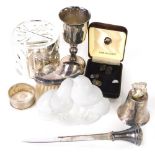 Various silver plated ware, other effects, Royal Doulton Images New Arrival figure and goblet, cuff