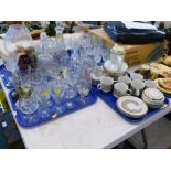 Various glassware, cut glassware, part services to include continental coffee service, ruby glass br