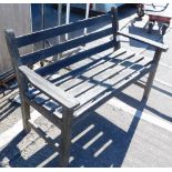 A slatted garden bench.