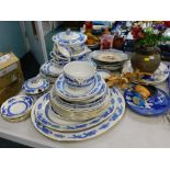 Various Cauldron dragon design and other pottery part dinnerware, to include graduated meat plates,