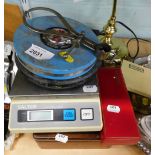Various measuring devices, Salters table scales, tape measures, other measuring devices, scientific