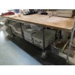 Two workbenches with beech block tops, and two others in stainless steel. (4) NB. VAT is payable on