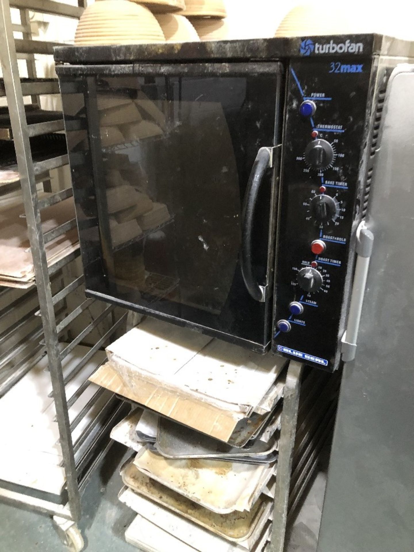 A Blue Seal Turbofan 32 max bread oven, Eurotray sized, on stand. NB. VAT is payable on this lot at