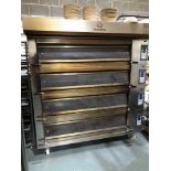 A Ramalhos 12 tray modular four deck bread oven, 18" x30" tray, on trolley base and c/w a further so
