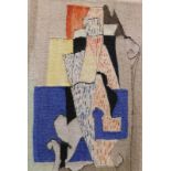 Manner of Francis Bacon. Wilson style geometric rug design, embroidery, unsigned, 61cm x 47cm.