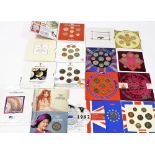 Ten Royal Mint commemorative coin sets, to include 1989, 1991, 1998, 1993, set commemorating the 90t