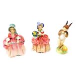 Three Royal Doulton figures, modelled as Cissie HN1809, Baby Bunting HN2108, and Bo Peep HN1811. (3,