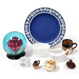 A group of ceramics and porcelain, including a Caithness First Love paperweight, limited edition 341
