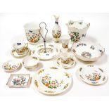 A group of Aynsley decorated in the Cottage Garden pattern, including a cake stand, jardiniere and a