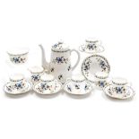 A Shelley porcelain part coffee service decorated in the Chelsea pattern, comprising coffee pot, cre