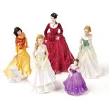 Three Royal Doulton figures, comprising Linda HN3879, Anita HN3766, and Grace HN3699, together with