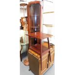 A standing corner cabinet, with glazed door, 184cm high, 45cm wide, hostess trolley, standard lamp,