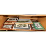 Various pictures, prints, etc., to include street scene print of Nurnberg, 19cm x 30cm, framed cigar