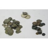 Various coins, German marks, tokens, pennies, etc.