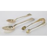 A group of silver ware, comprising a silver Southampton crested teaspoon, a pair of Victorian silver