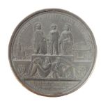 A bronze commemorative medallion. The obverse inscribed LEOPOLD I ROI DES BELGES, EALT FECIT,. The r