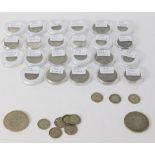 Silver and other coins, comprising florins, threepenny bits, shillings, etc. (a quantity)