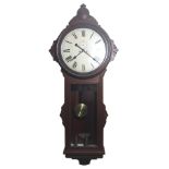 A 19thC Ansonia Clock Company of New York mahogany drop dial wall clock, with weights and pendulum,