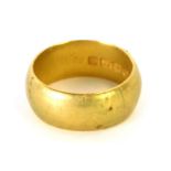 A 22ct gold wedding band, of plain brushed design, size M, 9g.