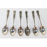 A set of six Victorian silver teaspoons, each with beaded shell pattern top, Sheffield 1894, 2 ¾oz.