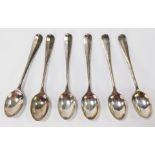 A set of six George V silver fiddle pattern teaspoons, each of plain design, Sheffield 1919, 2 ½oz.