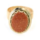 A 9ct gold dress ring, with applied costume jewellery ring head, size S, 8.6g all in.