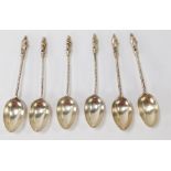 A set of six silver plated apostle spoons, with varying marks.