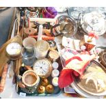 Household wares, sundae dishes, tribal paddles, wall clock, plates, etc. (a quantity)