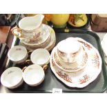 Part tea wares, comprising a Colclough part service, and a lustre finish floral part service. (1 tra