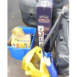 Titelist golf bag, Superlite golf cart, golf balls, snow shovel, wellies, picture frames, etc.