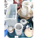 Studio pottery, to include vases and jugs, etc. (1 tray)